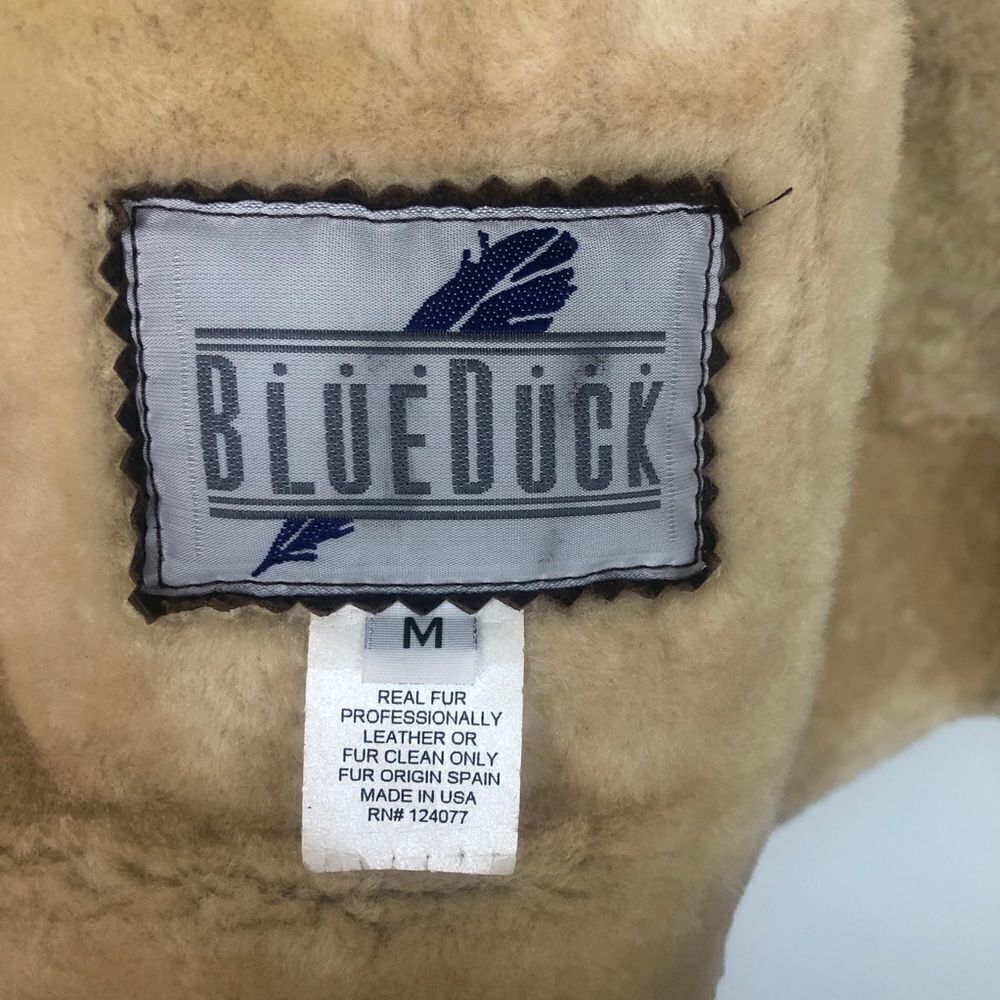 Blue Duck Leather Real Fur Bomber Coat Jacket M Brown Trim Medium - Picture 4 of 10